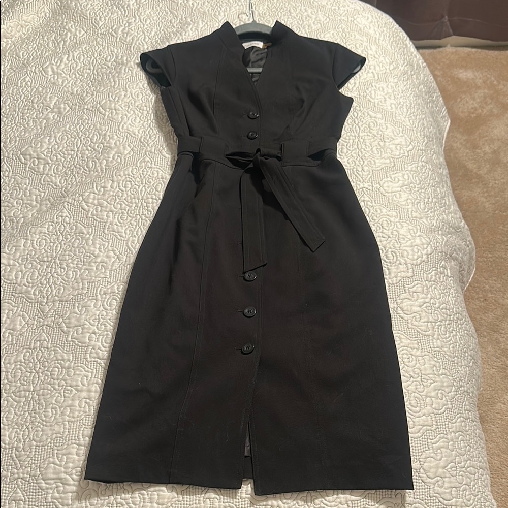 Calvin Klein Black Midi Dress with Belt